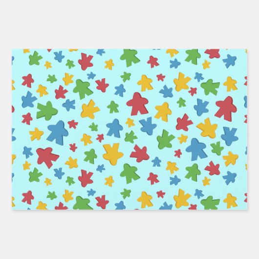 Farbenfrohe Scatter Boardgame Meeples Geschenkpapier Set (Vorderseite 3)