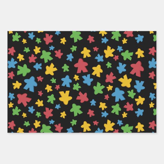 Farbenfrohe Scatter Boardgame Meeples Geschenkpapier Set (Vorderseite 2)