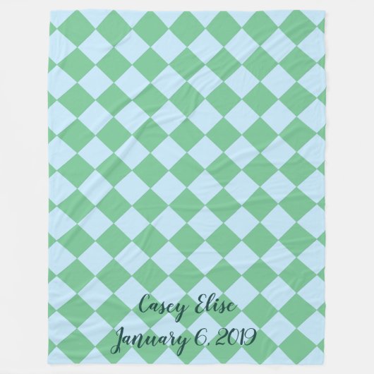 Farbenfrohe Schachbretter - Hauch von Minze Fleecedecke (Vorderseite)