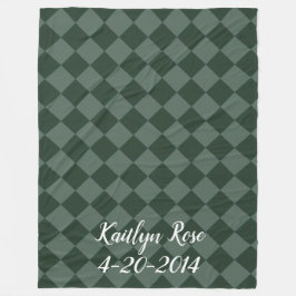 Farbenfrohe Schachbretter - Waldgrün Fleecedecke