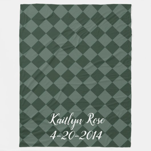 Farbenfrohe Schachbretter - Waldgrün Fleecedecke (Vorderseite)