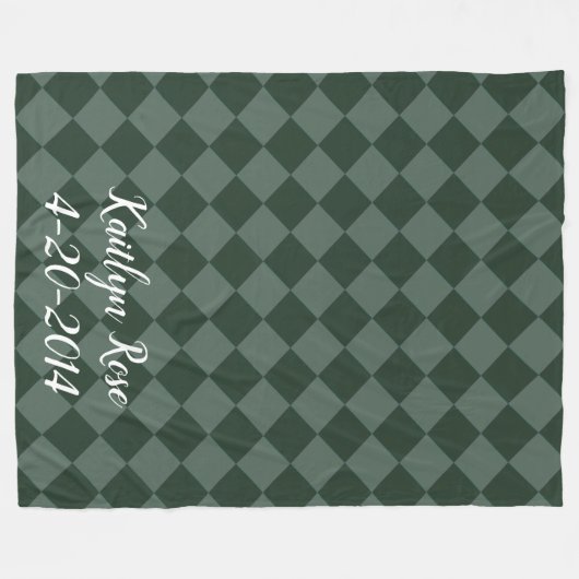 Farbenfrohe Schachbretter - Waldgrün Fleecedecke (Vorderseite (Horizontal))