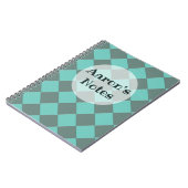 Farbenfrohe Schachbretts - Aqua Minze Notizblock (Linke Seite)