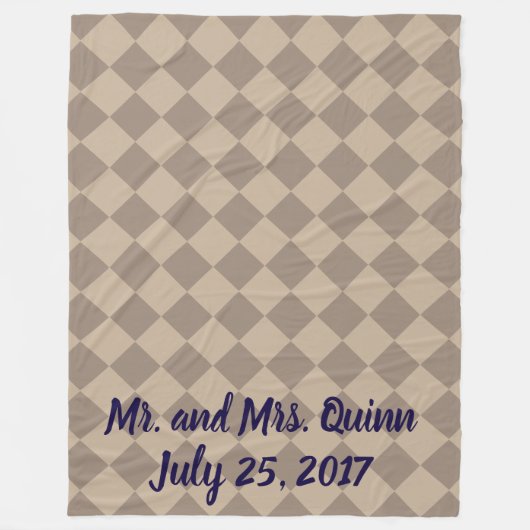 Farbenfrohe Schachbretts - trübe Beige Fleecedecke (Vorderseite)