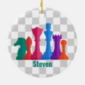 Farbenfrohe Schachfiguren Gestaltung Keramik Ornament (Hinten)