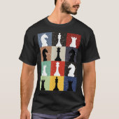 Farbenfrohe Schachfiguren Pop-Art-Musterdesign T-Shirt (Vorderseite)