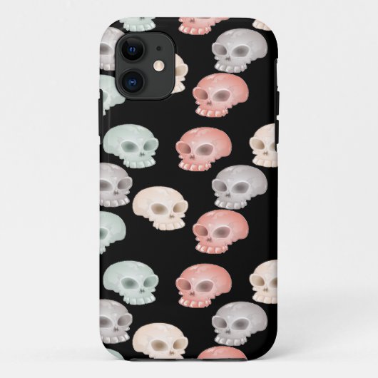 farbenfrohe Schädel auf schwarz Case-Mate iPhone Hülle (Rückseite)