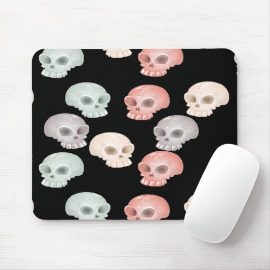 farbenfrohe Schädel auf schwarz Mousepad (Mit Mouse)