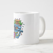 Farbenfrohe Schädel-Explosion Jumbo-Tasse (Vorderseite Rechts)