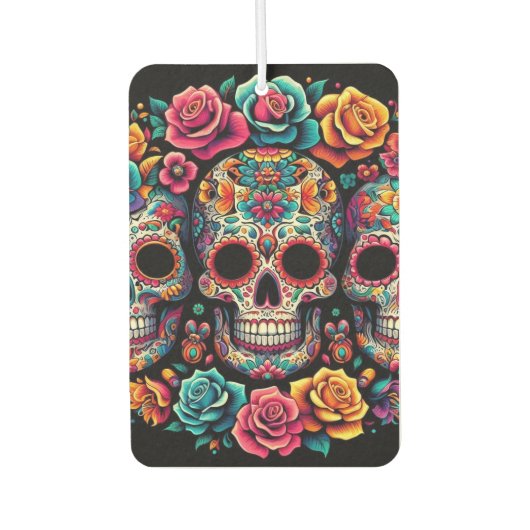 Farbenfrohe Schädel Luftfrischer! Autolufterfrischer (Vorderseite)