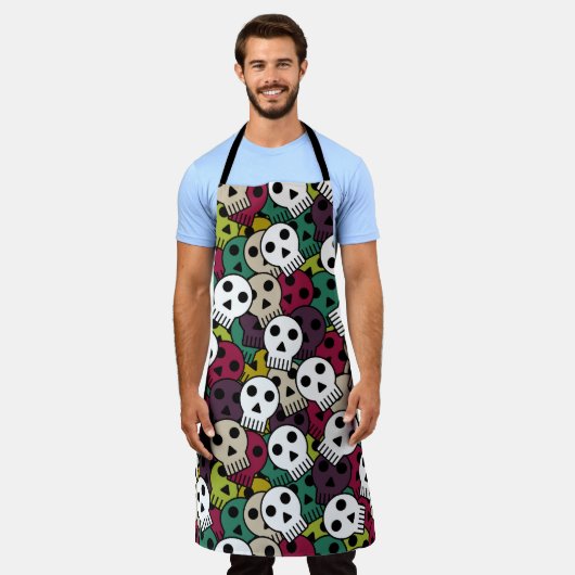 Farbenfrohe Schädel Schürze (Getragen)