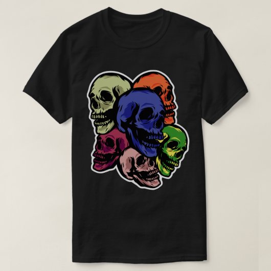 Farbenfrohe Schädel T-Shirt (Design vorne)