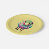 Farbenfrohe Schaf-Illustration Pappteller (Schrägansicht)