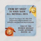 Farbenfrohe Schafe Strickfaser handgesponnenes Gar Quadratische Visitenkarte (Rückseite)