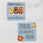 Farbenfrohe Schafe Strickfaser handgesponnenes Gar Quadratische Visitenkarte (Vorne/Hinten)
