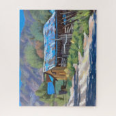 Farbenfrohe Scheune in Mountain Ranch Szene Jigsaw Puzzle (Vertikal)