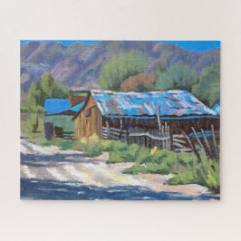 Farbenfrohe Scheune in Mountain Ranch Szene Jigsaw Puzzle