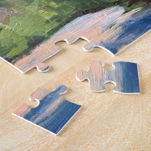 Farbenfrohe Scheune in Mountain Ranch Szene Jigsaw Puzzle (Seite)