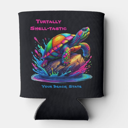 Farbenfrohe Schildkröte Dosenkühler (Rückseite)