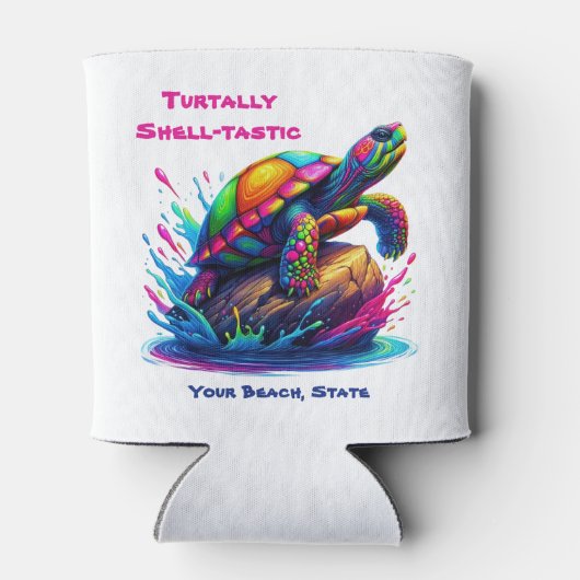 Farbenfrohe Schildkröte Dosenkühler (Rückseite)