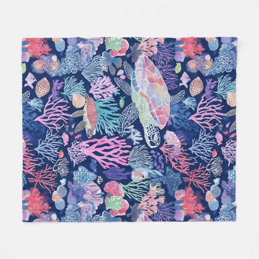 Farbenfrohe Schildkröte Fleecedecke (Vorderseite (Horizontal))
