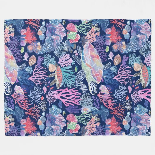 Farbenfrohe Schildkröte Fleecedecke (Vorderseite (Horizontal))