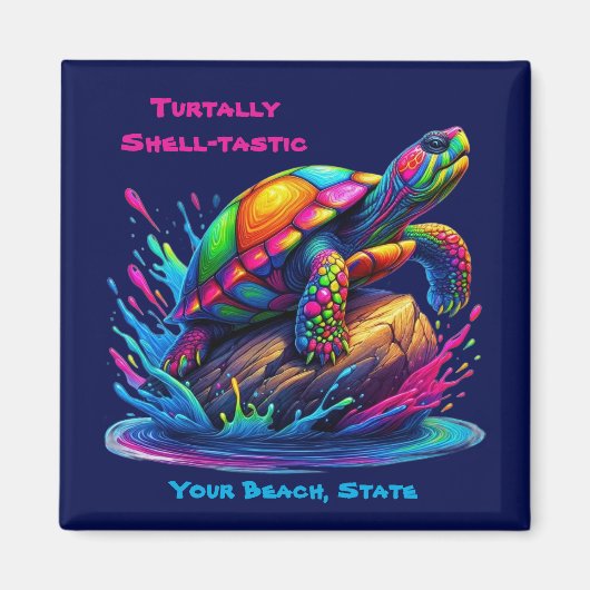 Farbenfrohe Schildkröte Magnet (Vorne)