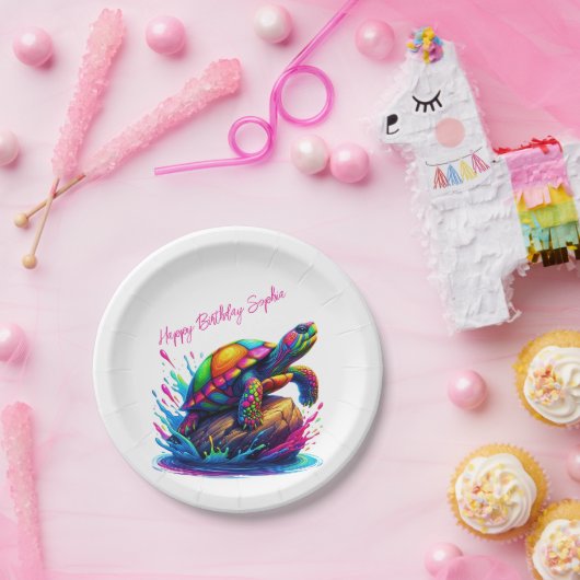 Farbenfrohe Schildkröte Pappteller (Party)