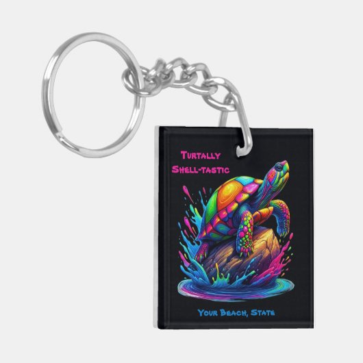 Farbenfrohe Schildkröte Schlüsselanhänger (Vorderseite links)