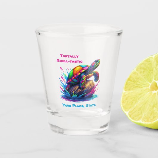 Farbenfrohe Schildkröte Schnapsglas (Vorderseite)
