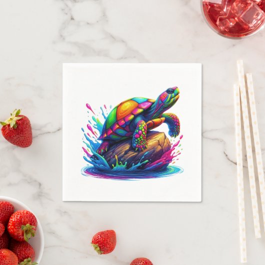 Farbenfrohe Schildkröte Serviette (Beispiel)