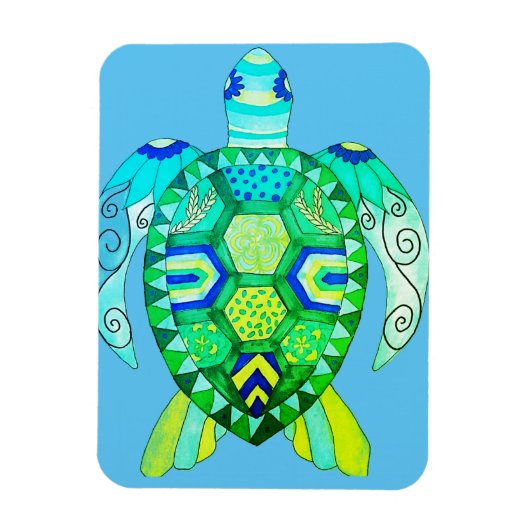 Farbenfrohe Schildkröte zeichnend Magnet (Vertikal)