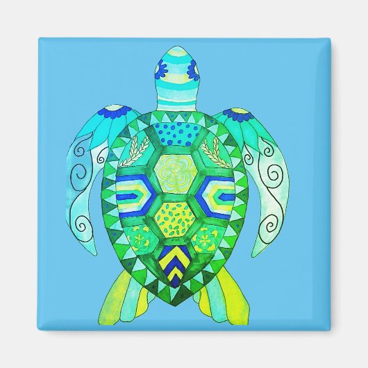 Farbenfrohe Schildkröte zeichnend Magnet (Vorne)