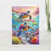 Farbenfrohe Schildkröten, 5" x 7" Faltkarte für de Karte (Vorderseite)