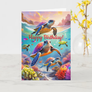 Farbenfrohe Schildkröten, 5" x 7" Faltkarte für de Karte