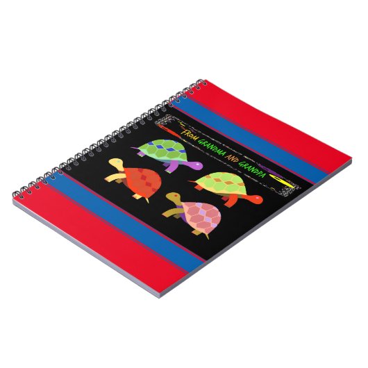 Farbenfrohe Schildkrötengestaltung für Enkel Notizblock (Linke Seite)