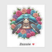 Farbenfrohe SchildkrötenIllustration umgeben von R Aufkleber (Blatt)