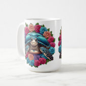 Farbenfrohe SchildkrötenIllustration umgeben von R Kaffeetasse (Vorderseite Links)