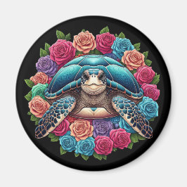 Farbenfrohe SchildkrötenIllustration umgeben von R Magnet