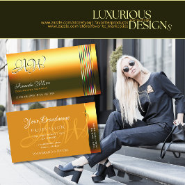 Farbenfrohe, schimmernde Streifen Monogramm Visitenkarte