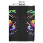 Farbenfrohe Schlangen-Illustration Flachmann (Vorderseite)