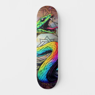 Farbenfrohe Schlangen-Illustration Skateboard