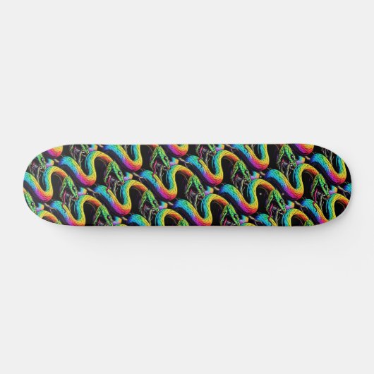 Farbenfrohe Schlangen-Illustration Skateboard (Horizontal)
