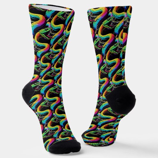Farbenfrohe Schlangen-Illustration Socken (Gewinkelt)