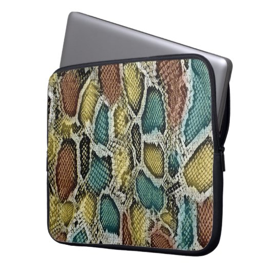 Farbenfrohe Schlangenhaut: nahtloses Design. Laptopschutzhülle (Vorderseite Links)