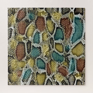 Farbenfrohe Schlangenhaut: nahtloses Design. Puzzle