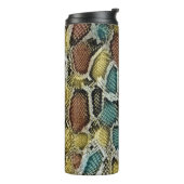 Farbenfrohe Schlangenhaut: nahtloses Design. Thermosbecher (Nach links gedreht)