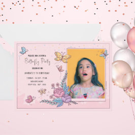 Farbenfrohe Schmetterling Party Geburtstagseinladu Mitteilungskarte