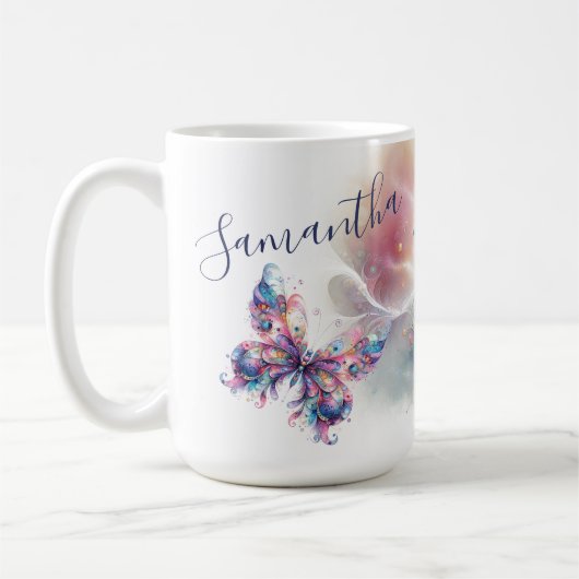 Farbenfrohe Schmetterling Personalisiert Kaffee Ta Kaffeetasse (Links)