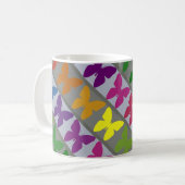 Farbenfrohe Schmetterlingdesign Kaffeezubereitung Kaffeetasse (Vorderseite Links)
